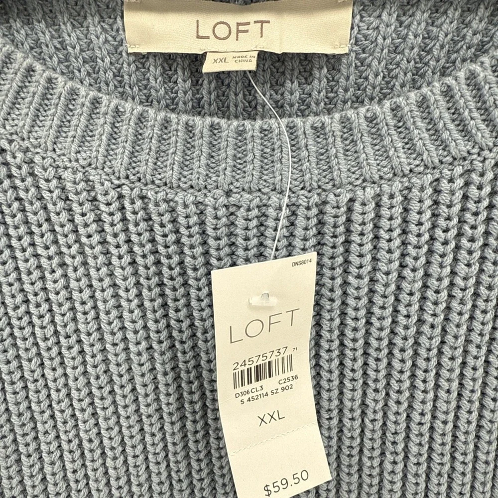 NEW Loft Womens Blue Sweater SZ XXL Open‎ Sleeves
